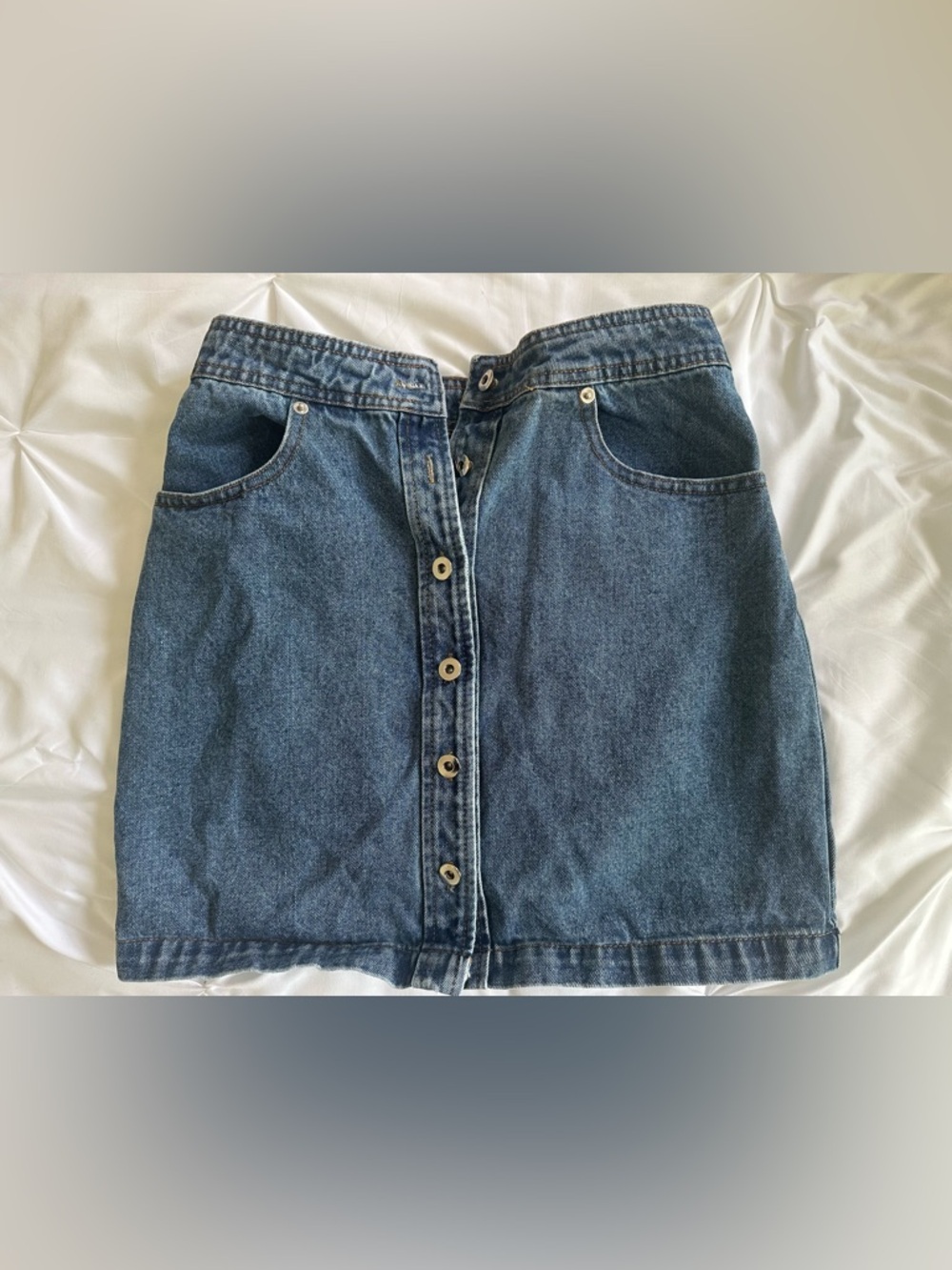 Honey Punch Blue Button-Front Denim Skirt
